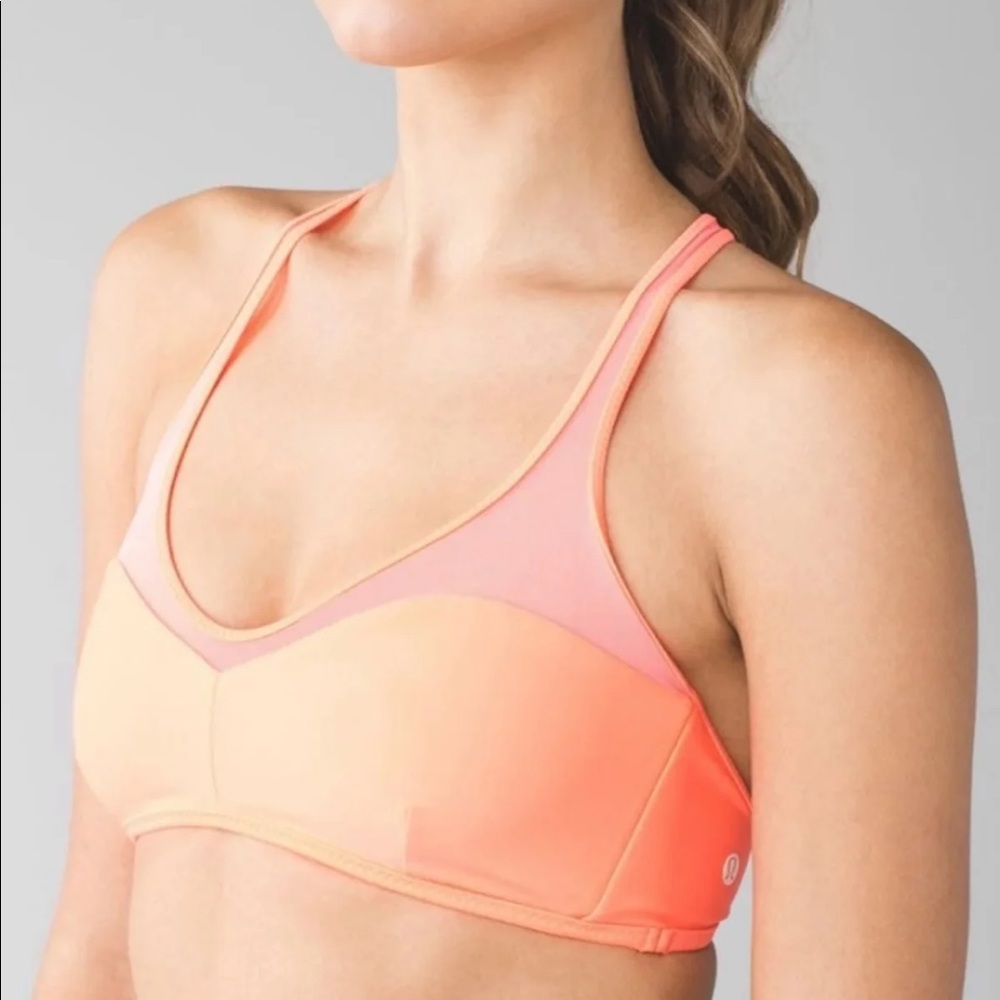 Lululemon Reversible Coral Pink Grey Sports Bra